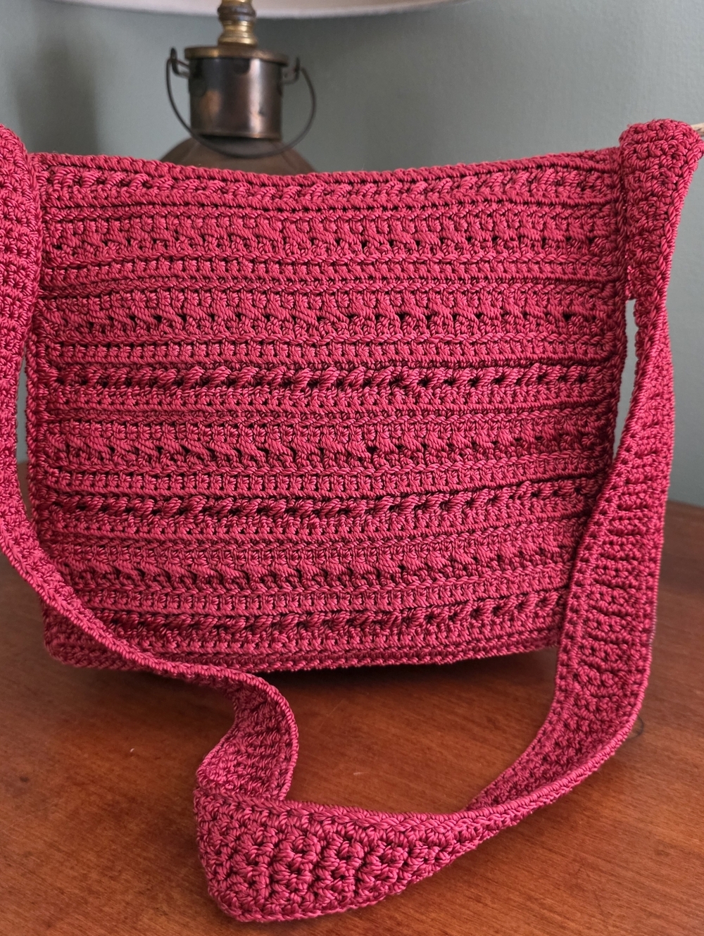 The Sak Crochet Shoulder Bag Red Knit Purse Boho